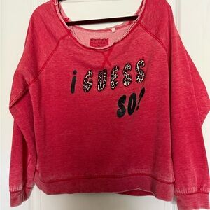 Guess Pink off the shoulder Sweatshirt